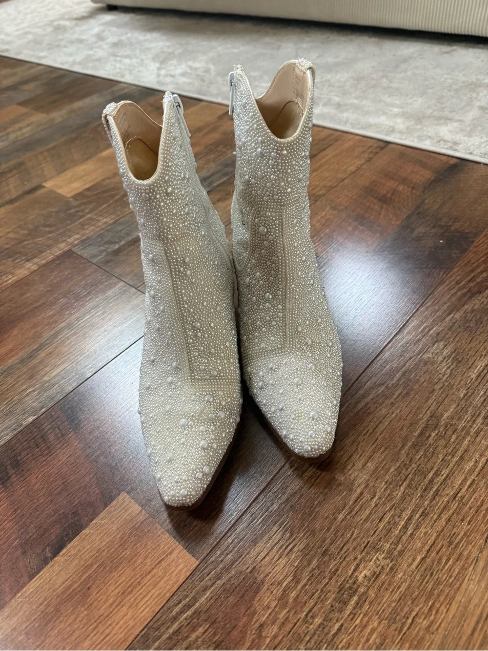 Betsey Johnson Pearl-Embellished Western Booties